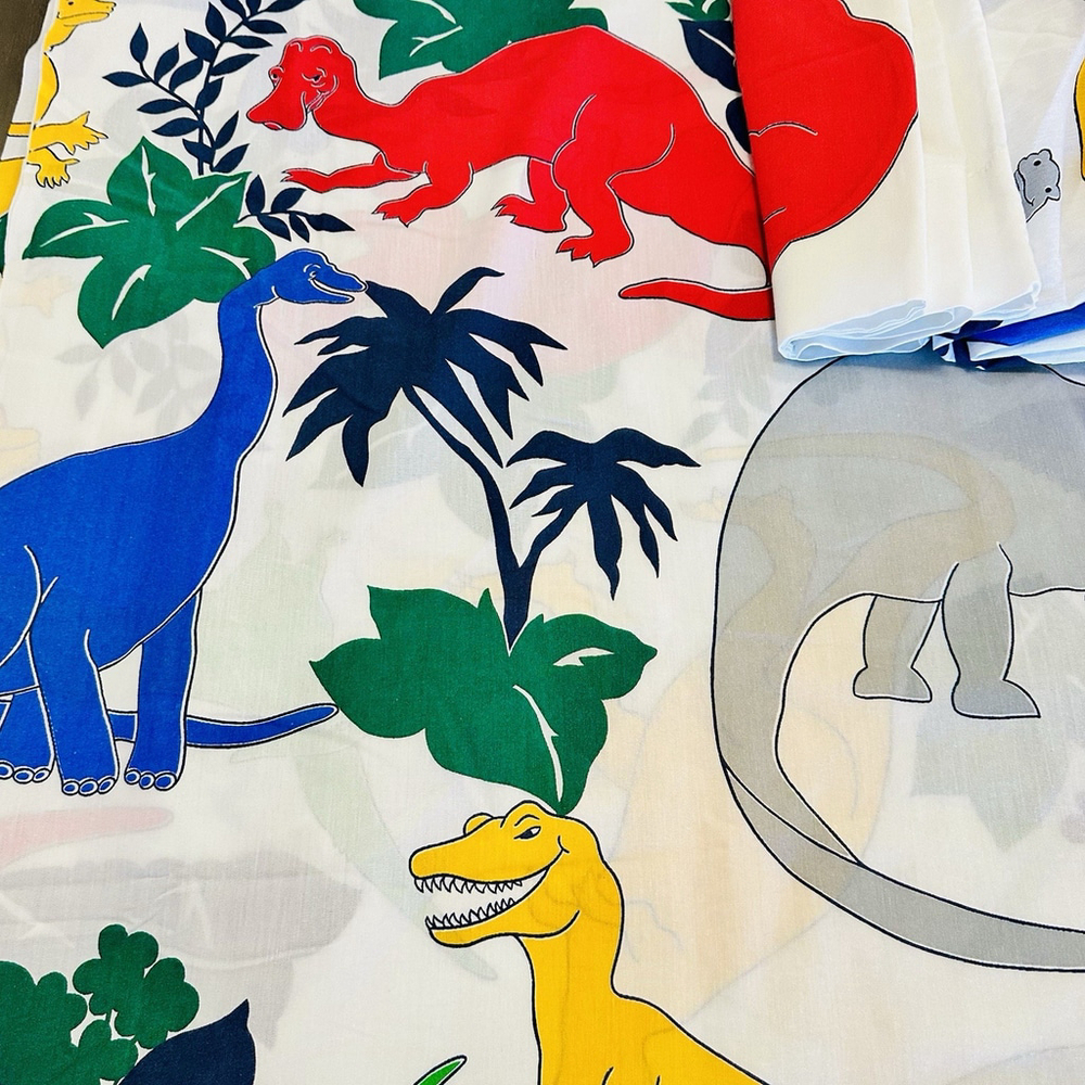 Vintage 1980s 1990s Dinosaur TWiN SHEET SET Primary Colors Springs Industries - Picture 4 of 10
